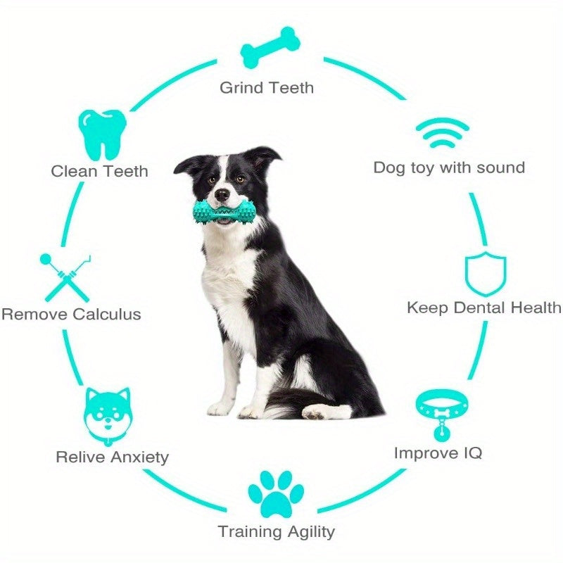 Dental Chew Toy for Small to Medium Dogs | Teeth Cleaning & Anxiety Relief | Durable Rubber Molar Stick with Serrated Texture | Enhances Play & Oral Health | Blue, 7.09x3.07inch | Promotes Dental Health and Reduces Anxiety, D