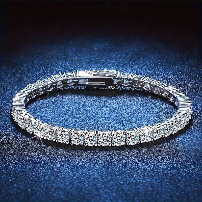 1pc S925 Sterling Silver 9.8 Carat Mosan Gem Hip Hop Bracelet