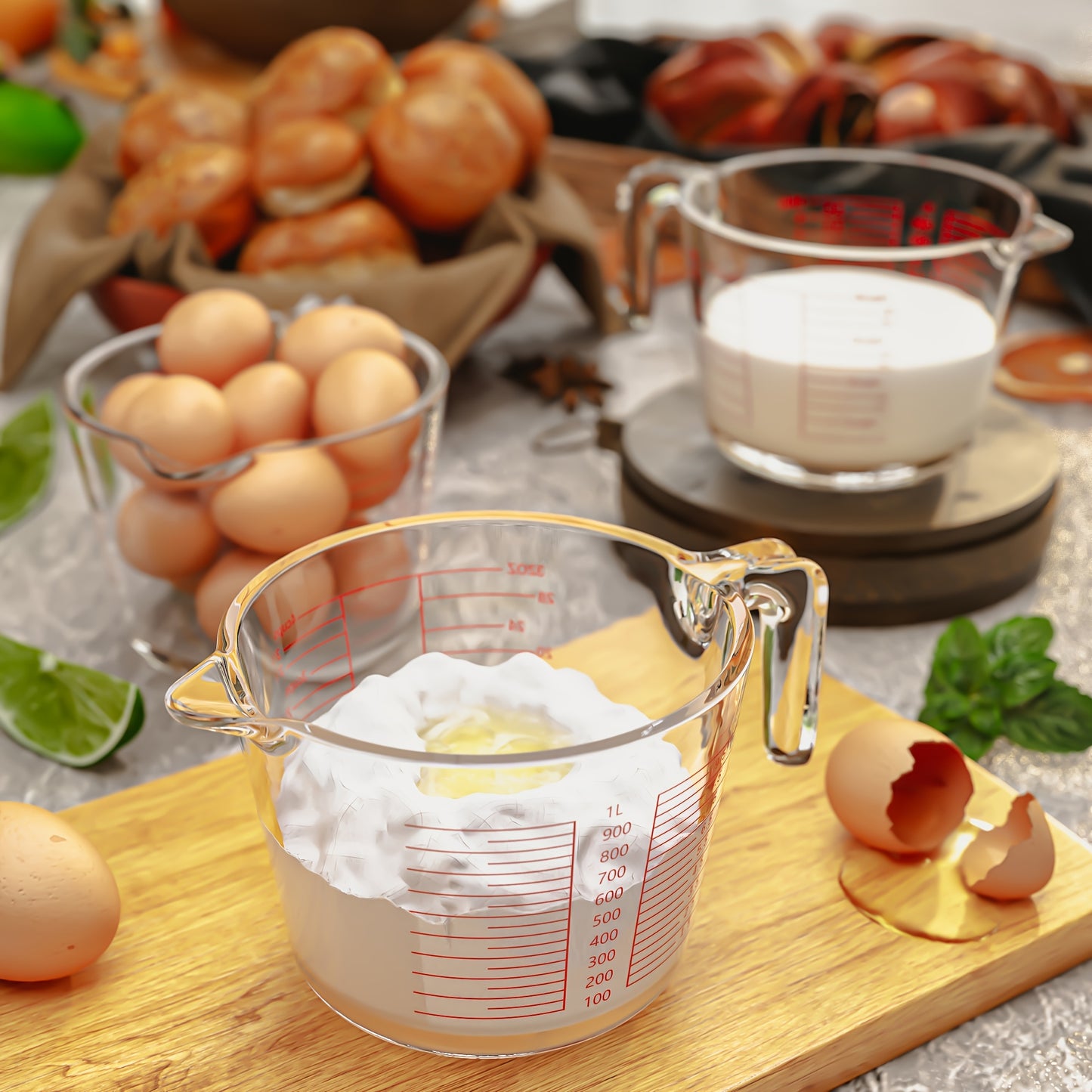 1/3pcs Glass Measuring Cup Set, Includes 1-Cup, And 2-Cup Tempered Glass Liquid Measuring Cups, Dishwasher, Freezer, Microwave, And Preheated Oven Safe, Essential Kitchen Tools