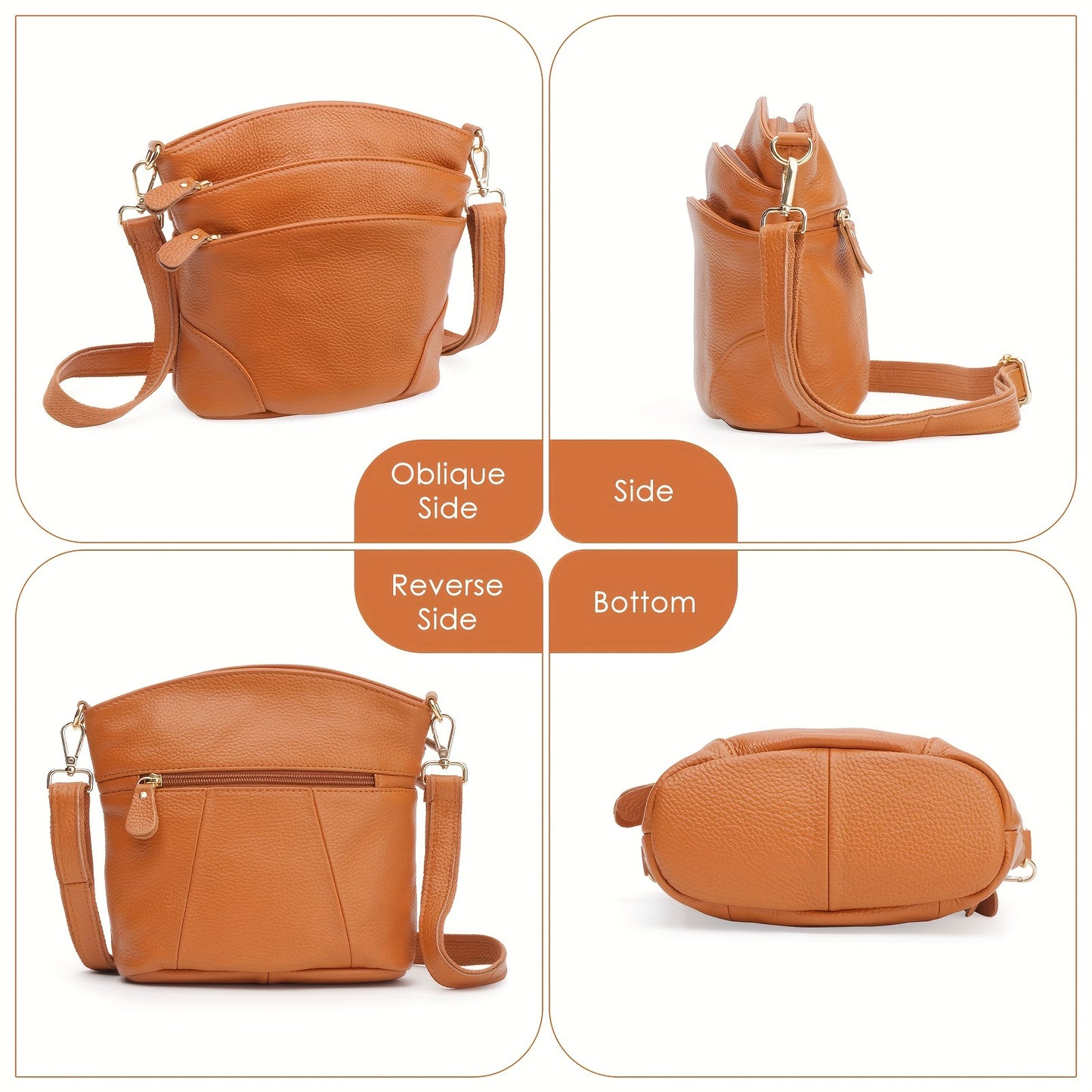 Premium Genuine Cowhide Leather Crossbody Bag for Women