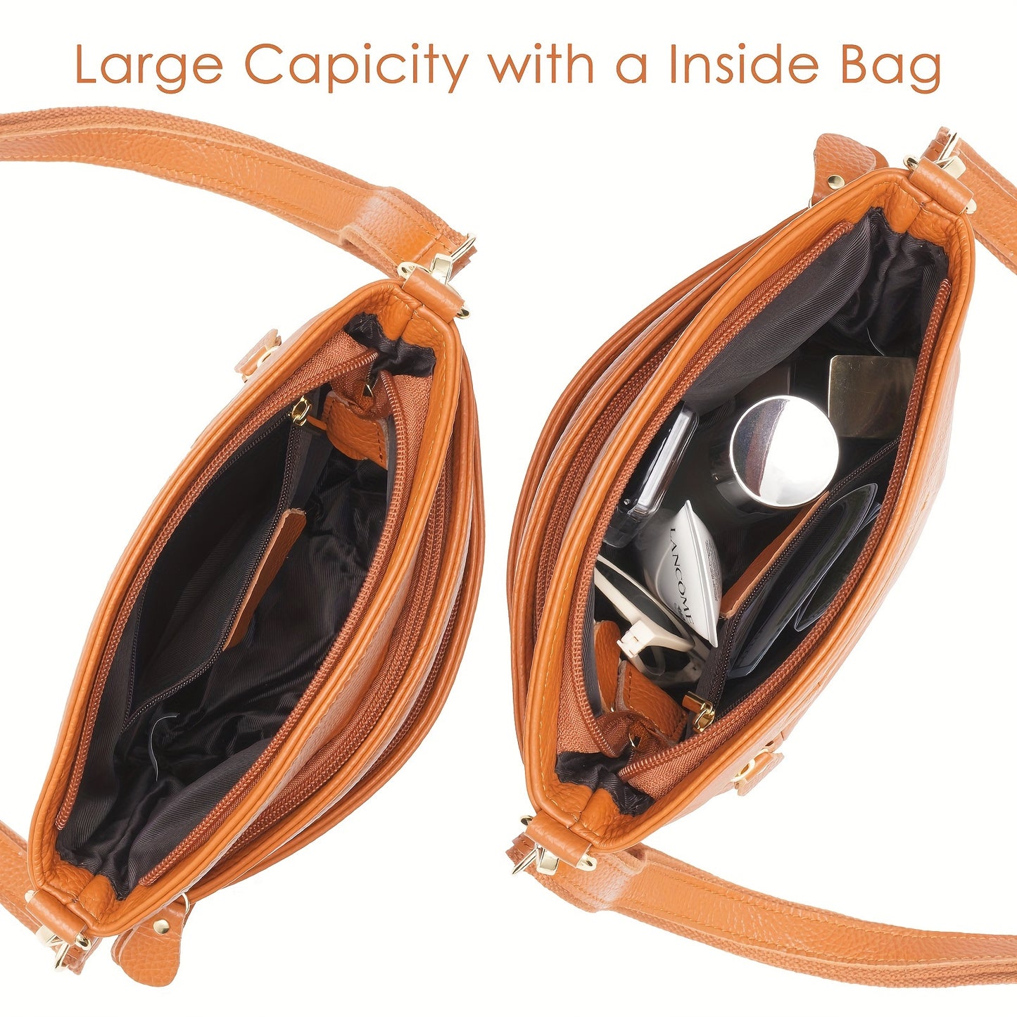 Premium Genuine Cowhide Leather Crossbody Bag for Women