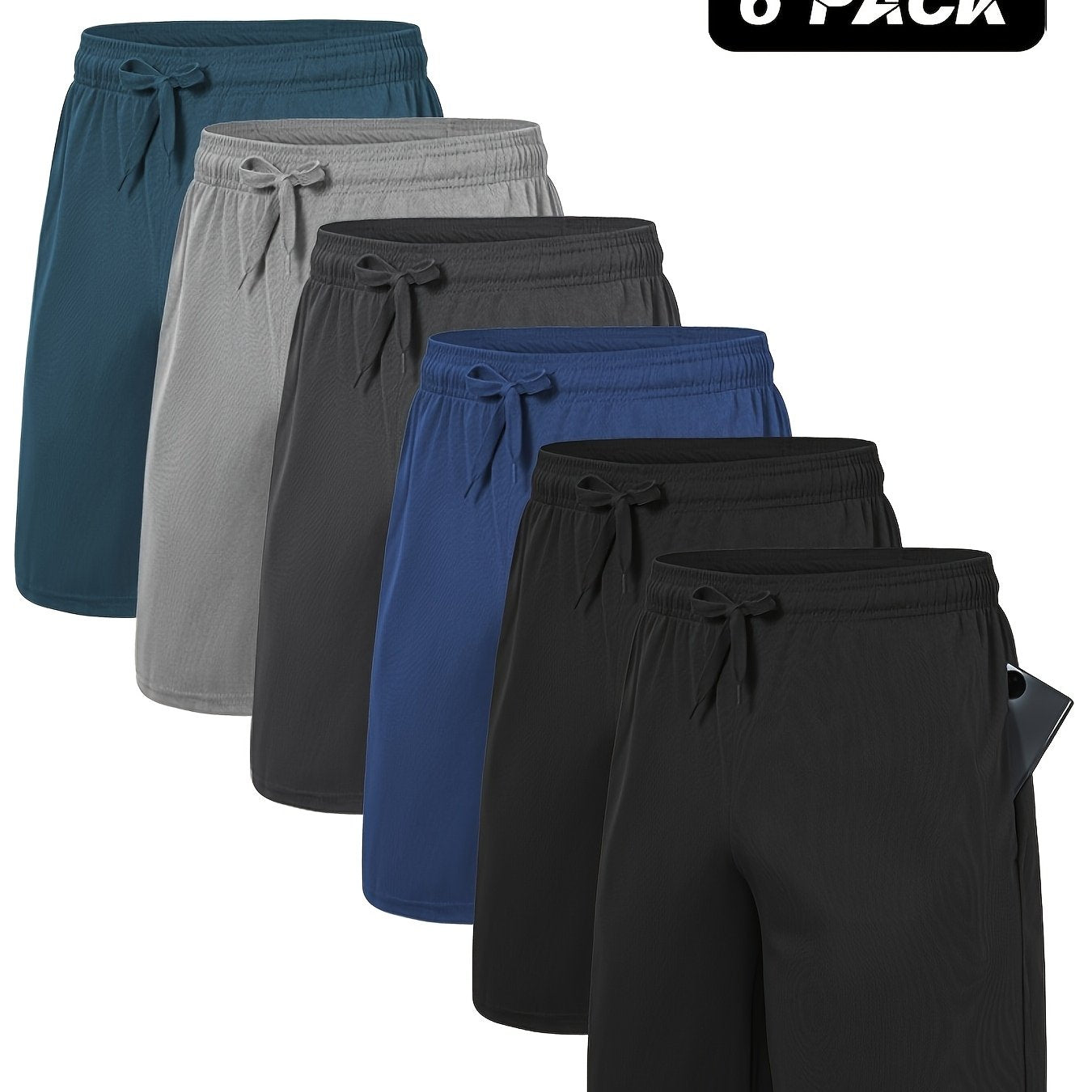 Men'S Shorts 6 Pack Summer Lightweight Quick Dry Athletic