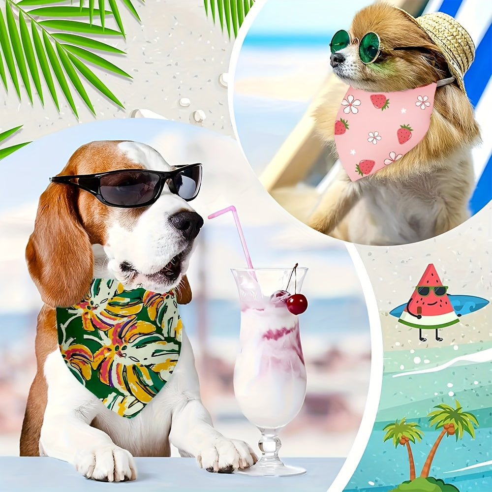 50pcs Summer Floral Pet Bandana Washable Dog Scarf Set