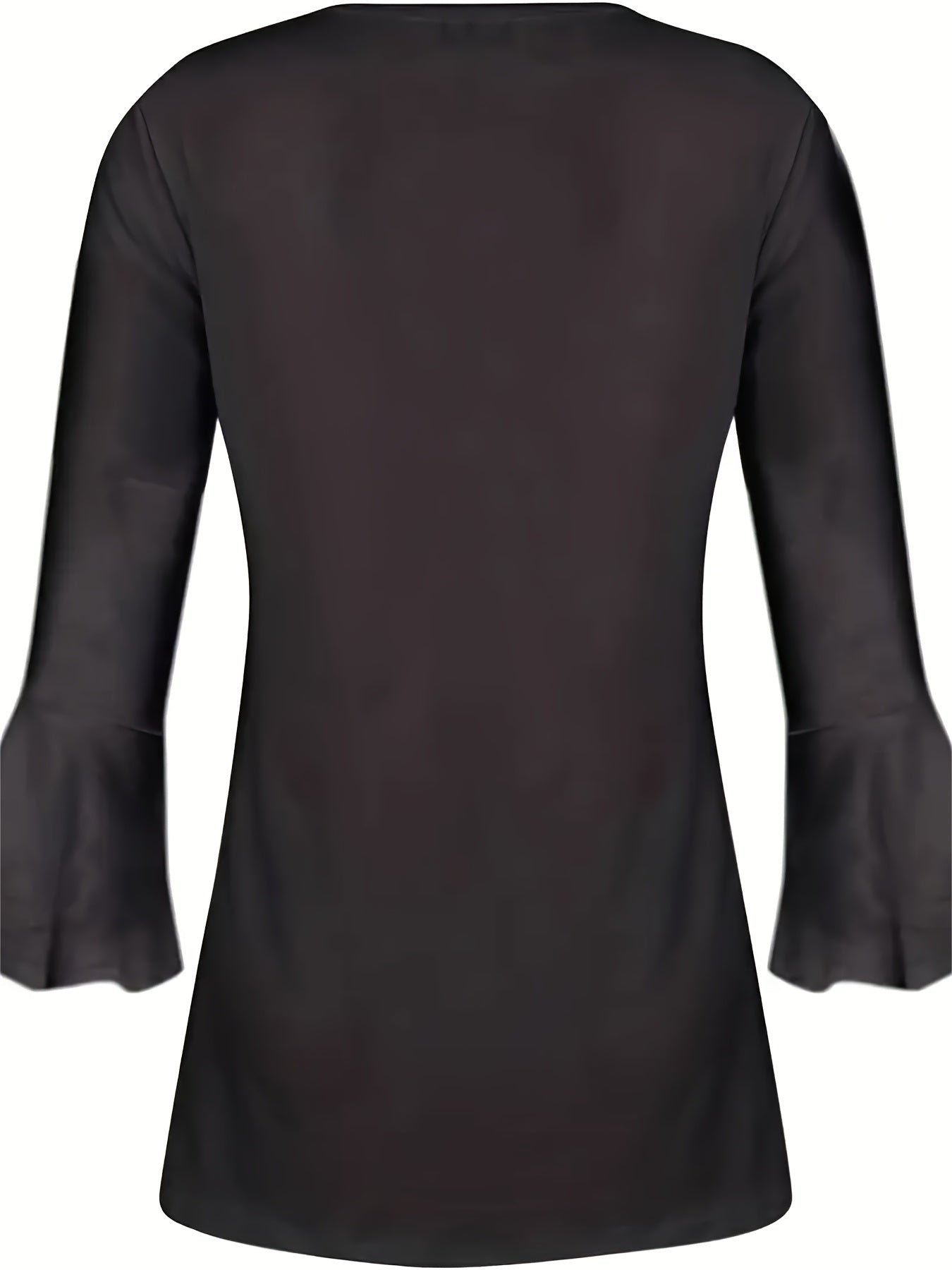 Elegant V-Neck Top Women's Casual Black Blouse with Buttons