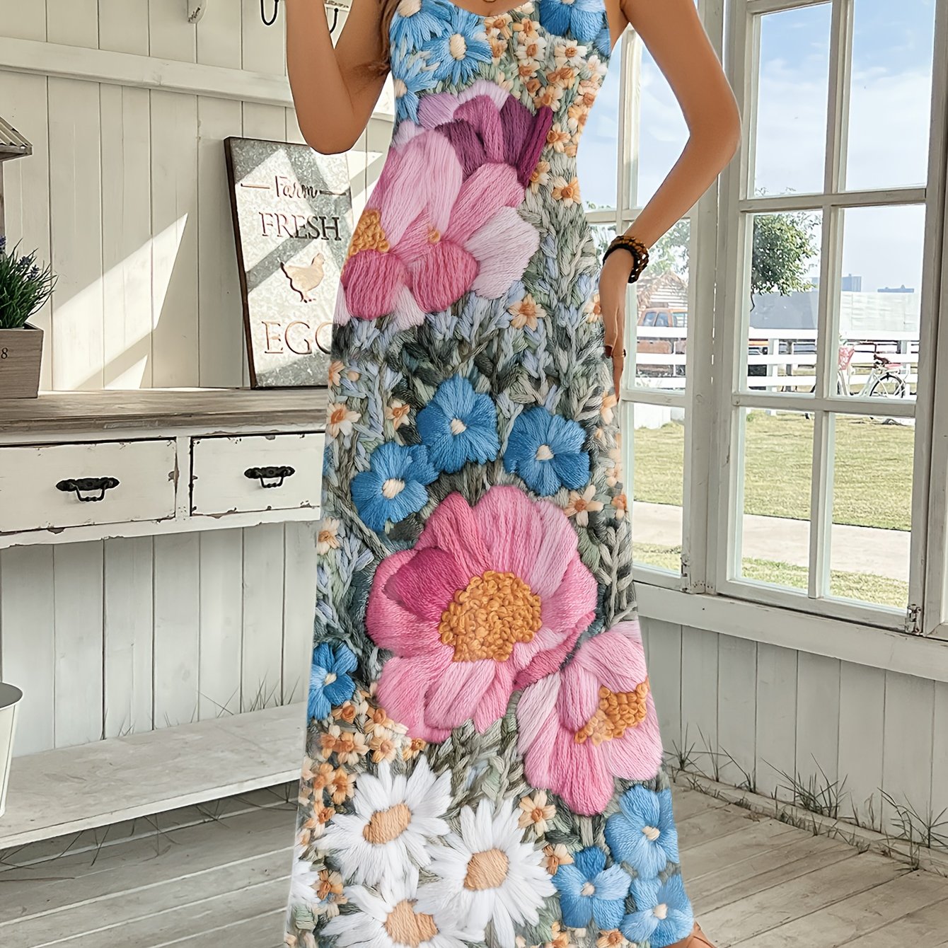 Lightweight And Flowing Floral Print Jumpsuit For Spring And Summer Holidays - Women'S Casual Camisole Jumpsuit