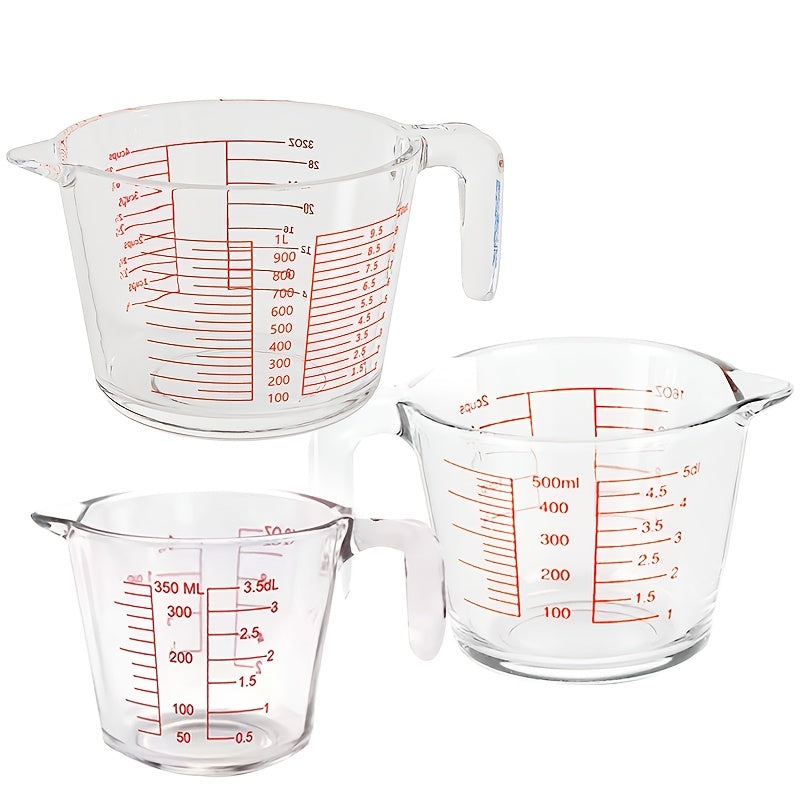 1/3pcs Glass Measuring Cup Set, Includes 1-Cup, And 2-Cup Tempered Glass Liquid Measuring Cups, Dishwasher, Freezer, Microwave, And Preheated Oven Safe, Essential Kitchen Tools