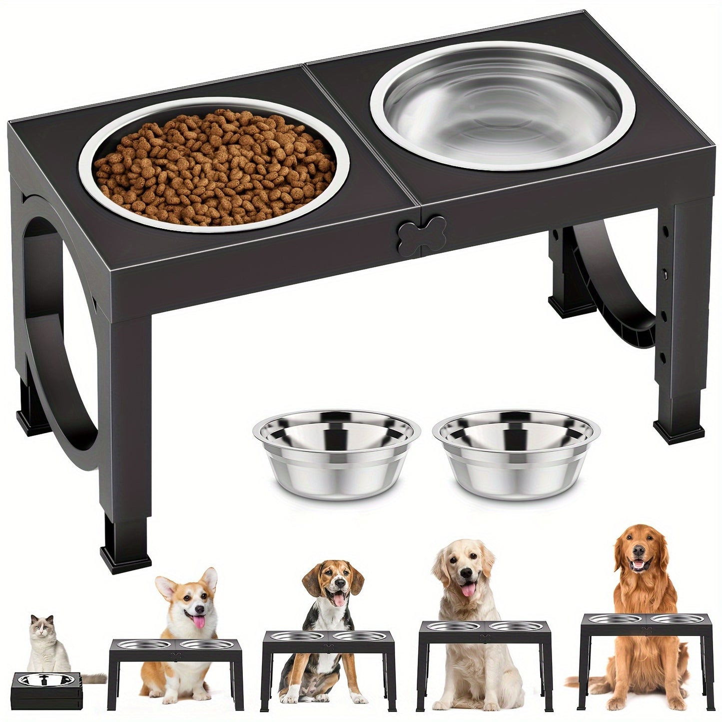Elevated Dog Bowls Foldable, Xiaz Raised Feeder Set