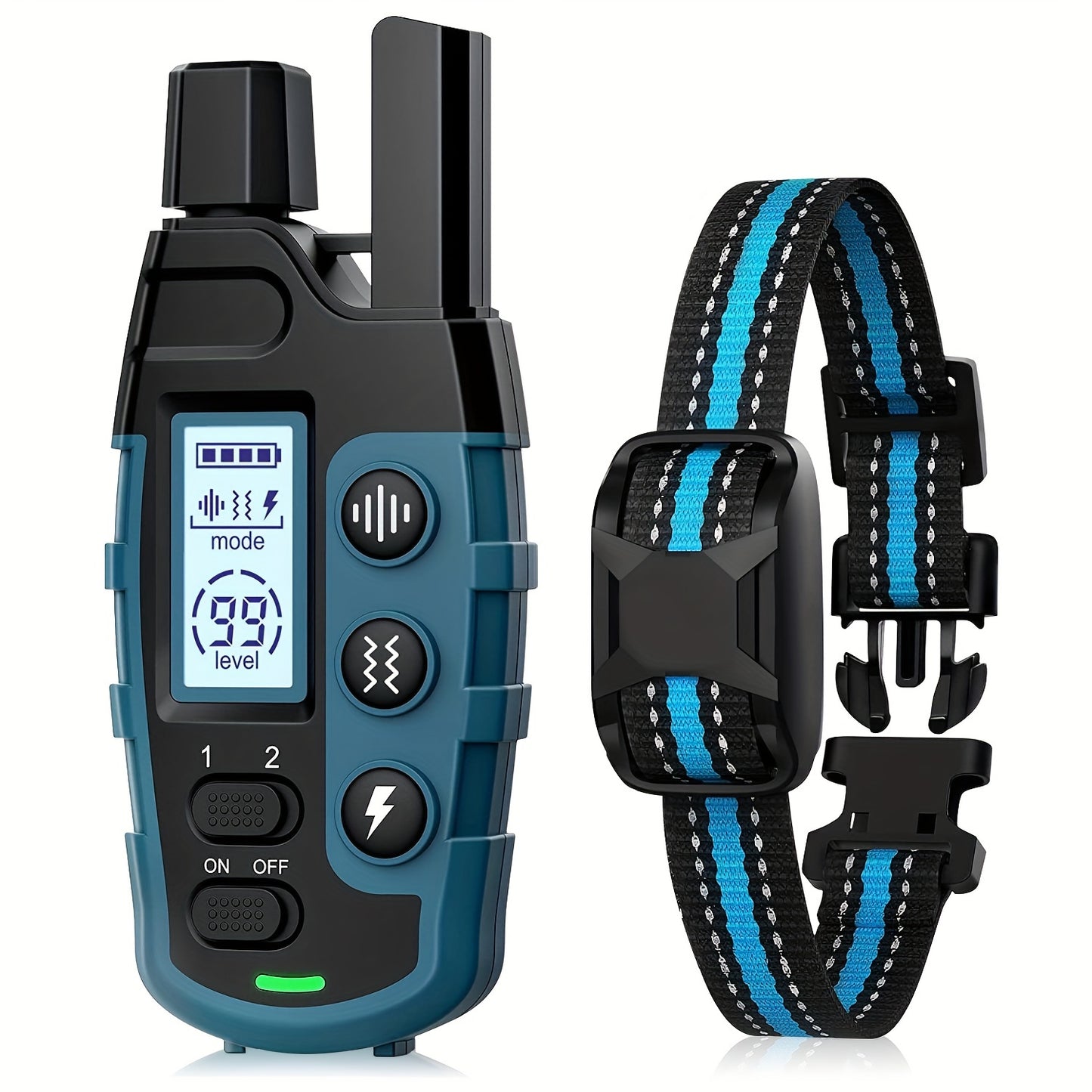 Adjustable Nylon Dog Training Collar with Remote, Electronic Rechargeable Pet Collar for Small to Large Dogs 5lbs to 120lbs, 24 Inch Strap, Waterproof and Shock-Proof