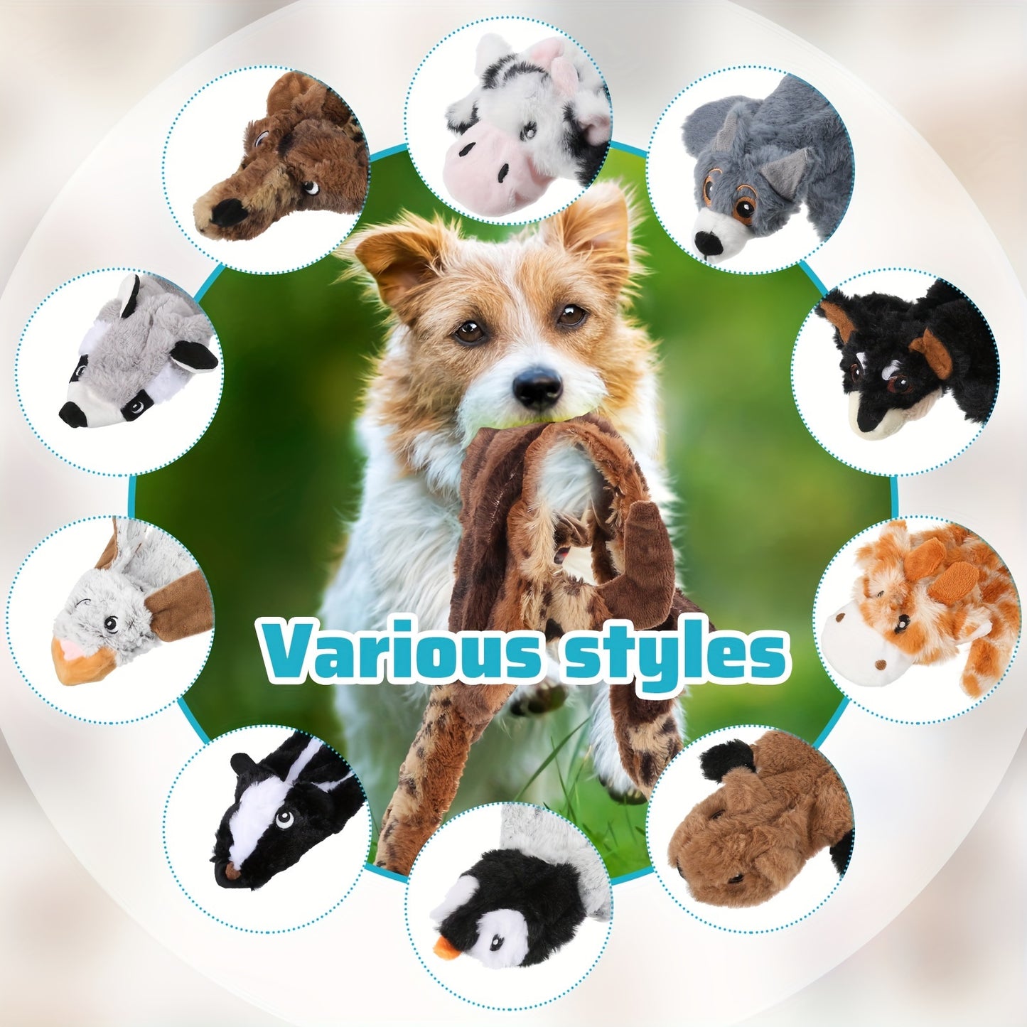 10pcs Squeaky Dog Toys, No Stuffing Plush Chew Toys