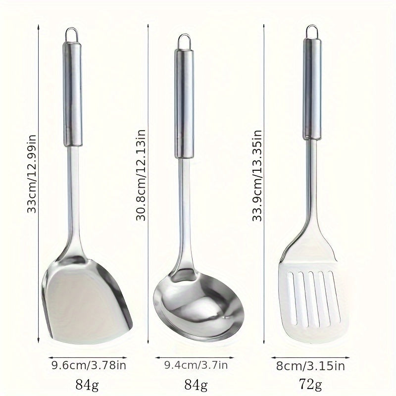 9-Piece Modern Stainless Steel Cooking Utensil Set for Chefs