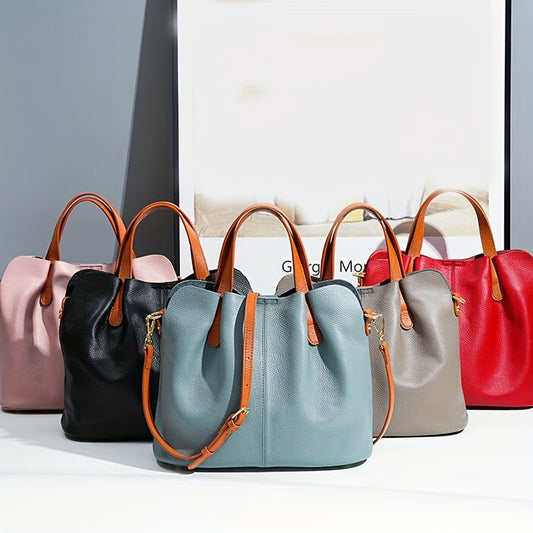 Women'S Genuine Leather Handbag - Large Capacity Crossbody
