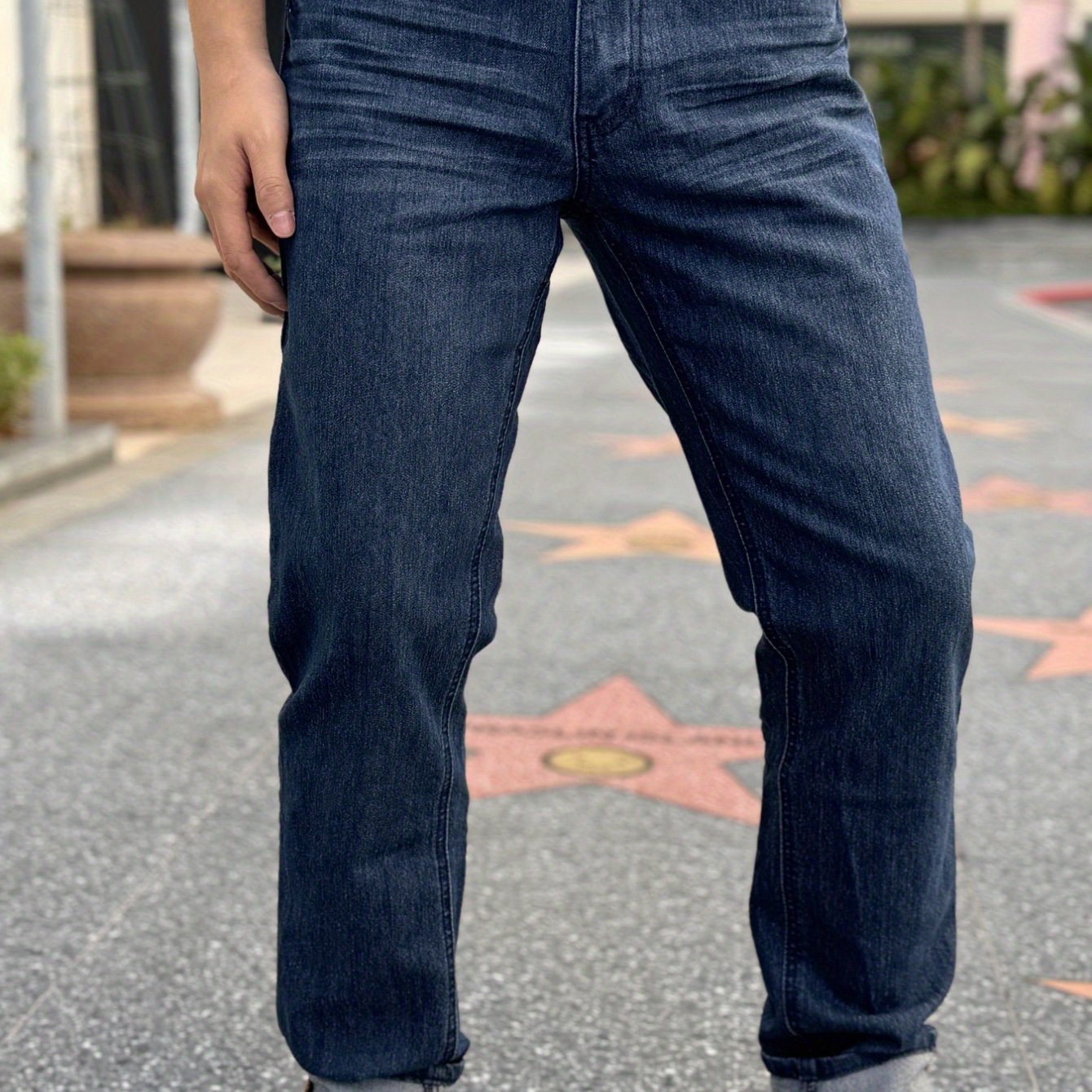 American Men'S Stretch Denim Pants, Fashion Casual Style, Fashion Wash, Suitable for All Occasions, Slim-Fit Stretch Pants, Side Yellow Line Bone Design, Can Roll Feet And Not Roll Feet, Suitable for All Seasons, So Young Men