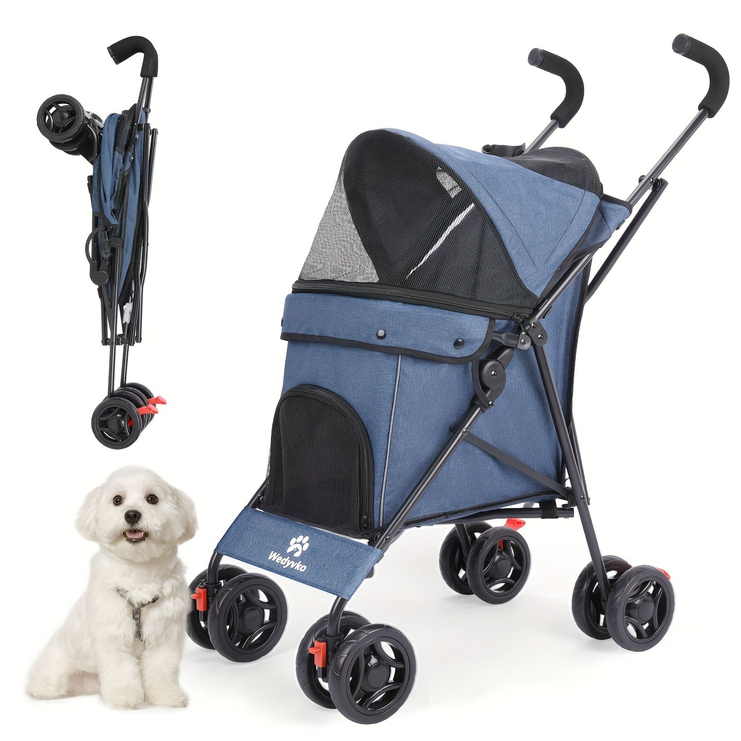Umbrella Dog Stroller, Travel Portable Pet Stroller For Small Puppy Dogs & Cats, Up To 33 Lbs Only 7.8 Lbs Travel-friendly Pet Stroller