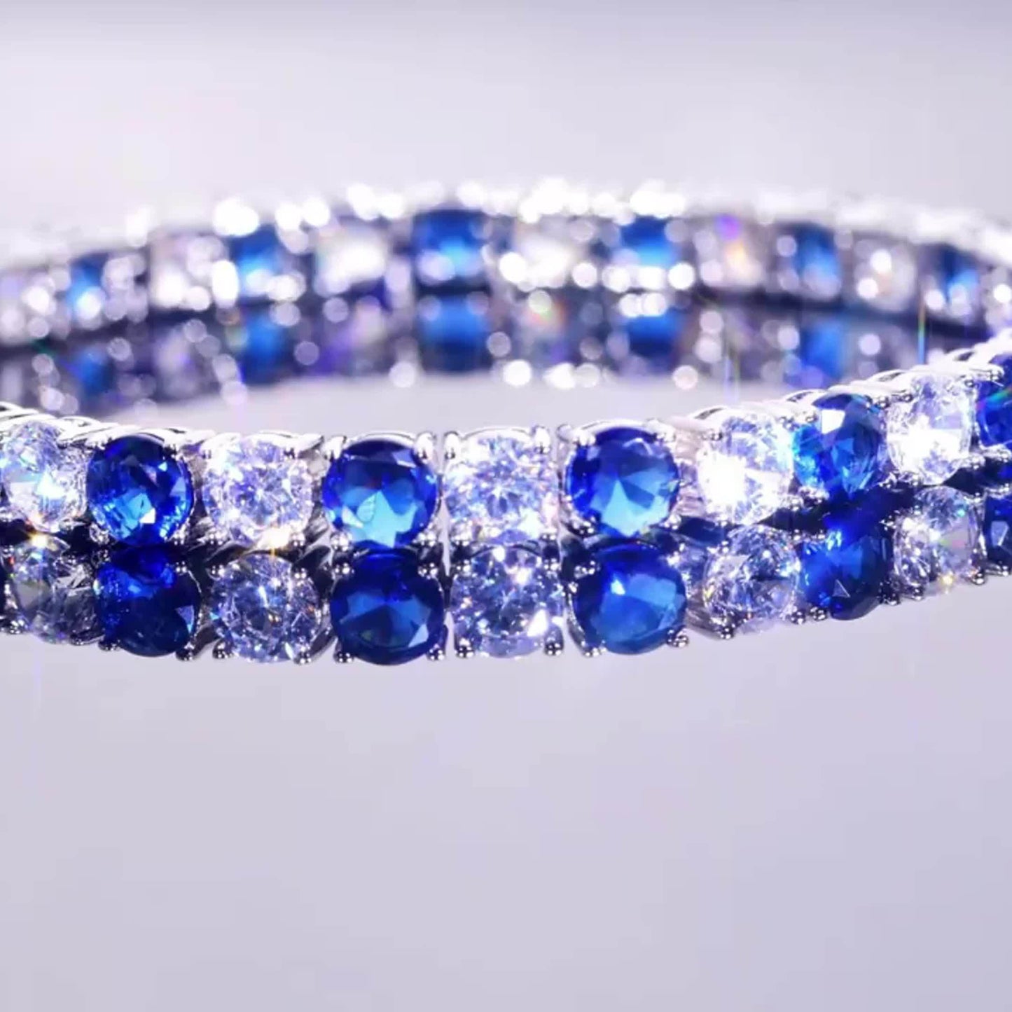 Elegant 925 Silver Bracelet with Blue Zirconia - AAA Grade, Perfect Birthday or Holiday Gift for Women and Girls, Includes Gift Box