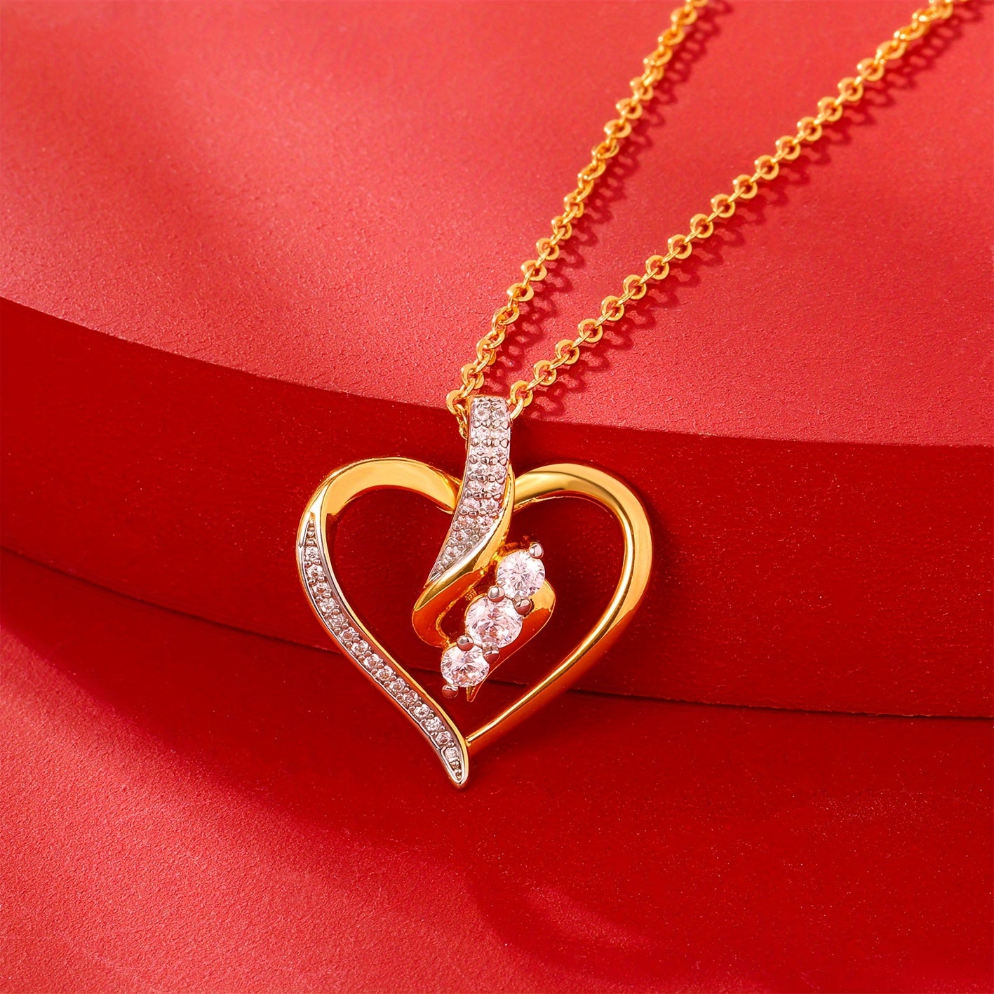 1pc Classy Luxury 925 Sterling Silvery Moissanite Heart Pendant Necklace Plated with 18K Golden, Suitable for Wedding Banquet Jewelry Decoration, Gift for Wife and Girlfriend, Includes Exquisite Velvet Gift Box