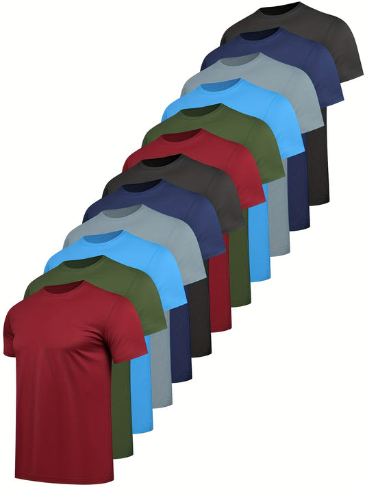 12 Pack Workout Shirts For Men Short Sleeve Athletic Active Tops Quick Dry Crew Neck T Shirt For Running