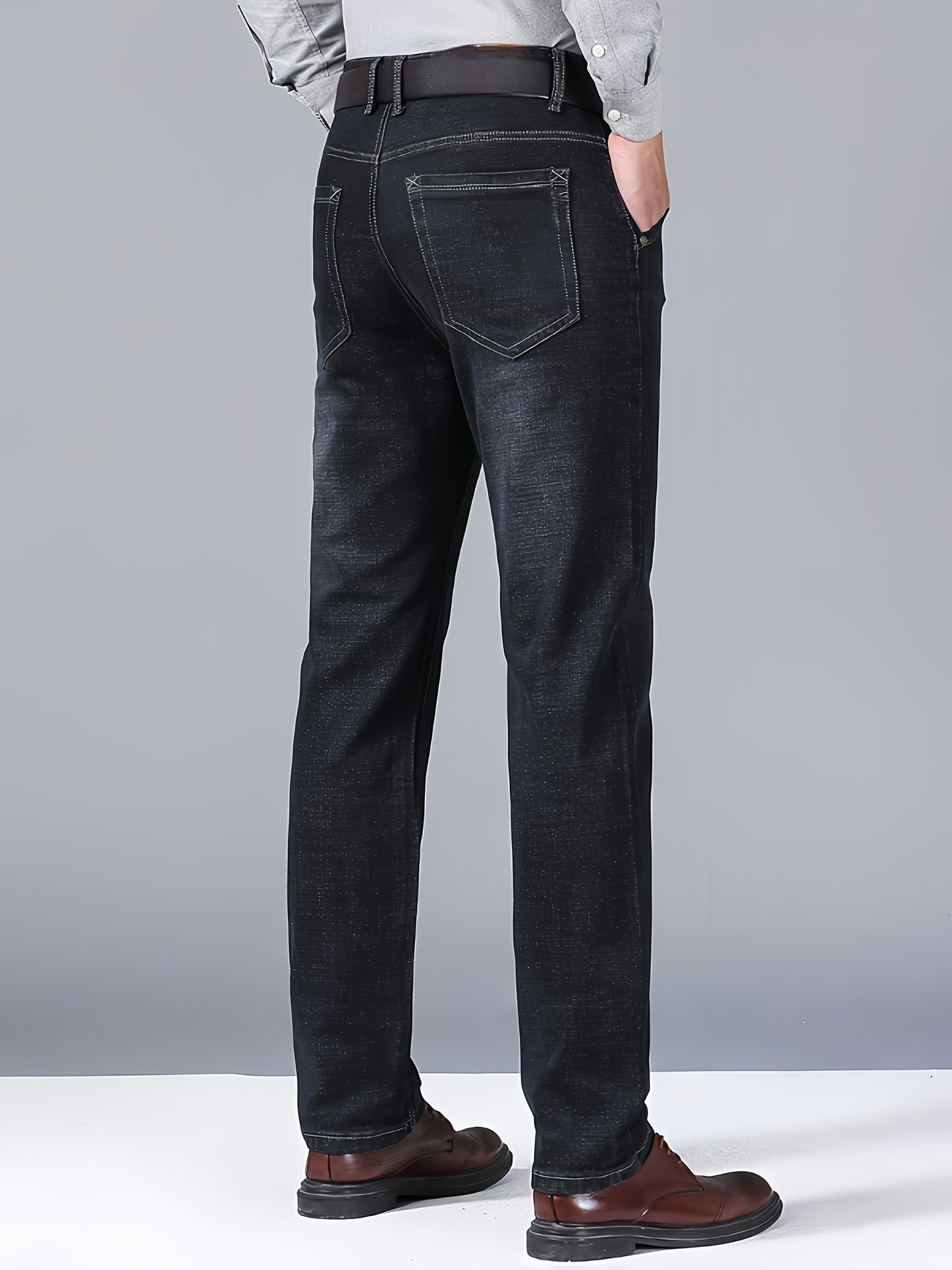Business Jeans, Stylish Jeans, Slim-Fit Jeans, Skinny Jeans, Straight-Leg Jeans, Classic Men'S Business Casual Jeans - Versatile All-Season Jeans, Regular Fit, Polyester Blend, Machine Washable, Everyday Denim | Classic Denim