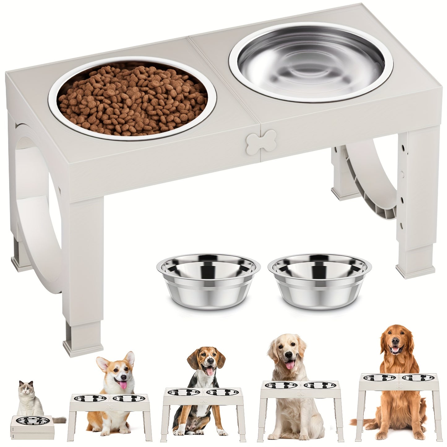 Elevated Dog Bowls Foldable, Xiaz Raised Feeder Set