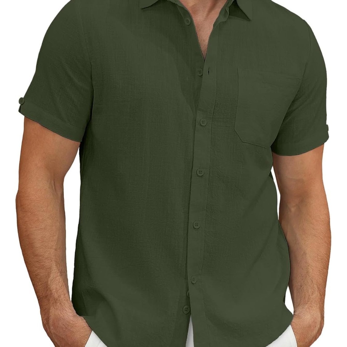 Men's Lightweight Casual Button Short Sleeve Cotton Shirt