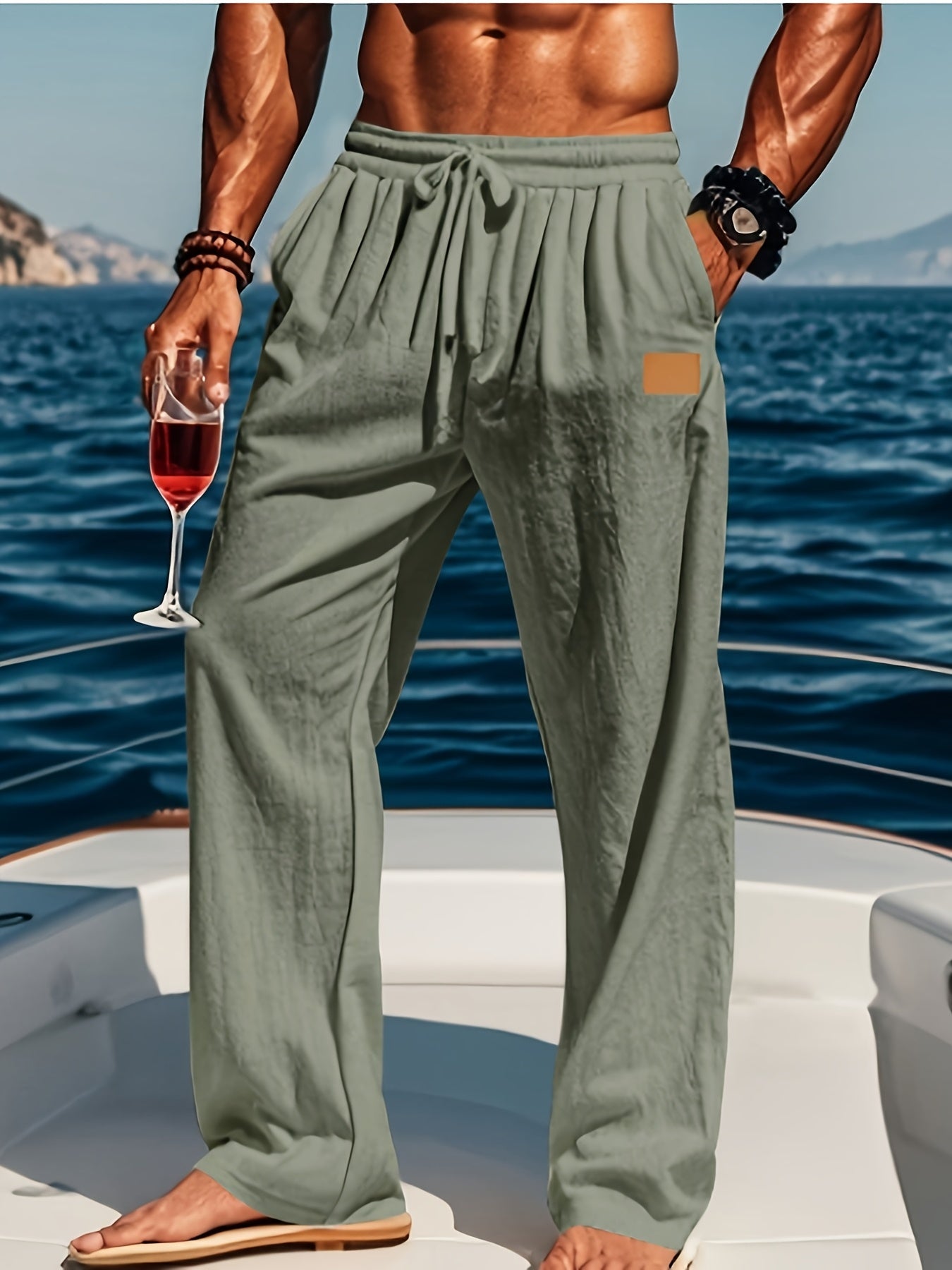 Men's Lightweight Linen Beach Casual Pants - Relaxed Fit