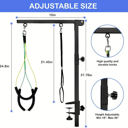 37" Dog Grooming Table Arm Dog Grooming Stand With Loop Noose Foldable Dog Grooming Harness For Small Medium Dogs