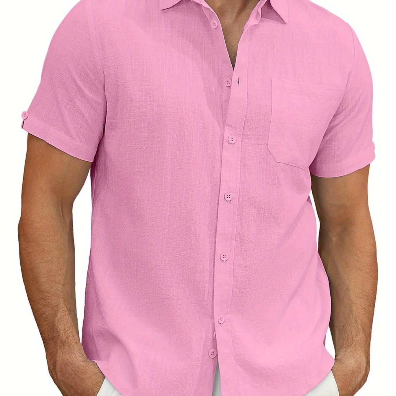 Men's Lightweight Casual Button Short Sleeve Cotton Shirt