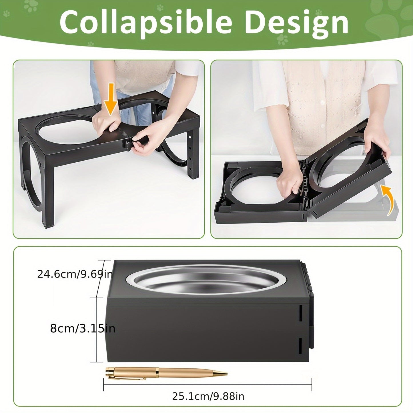 Elevated Dog Bowls Foldable, Xiaz Raised Feeder Set