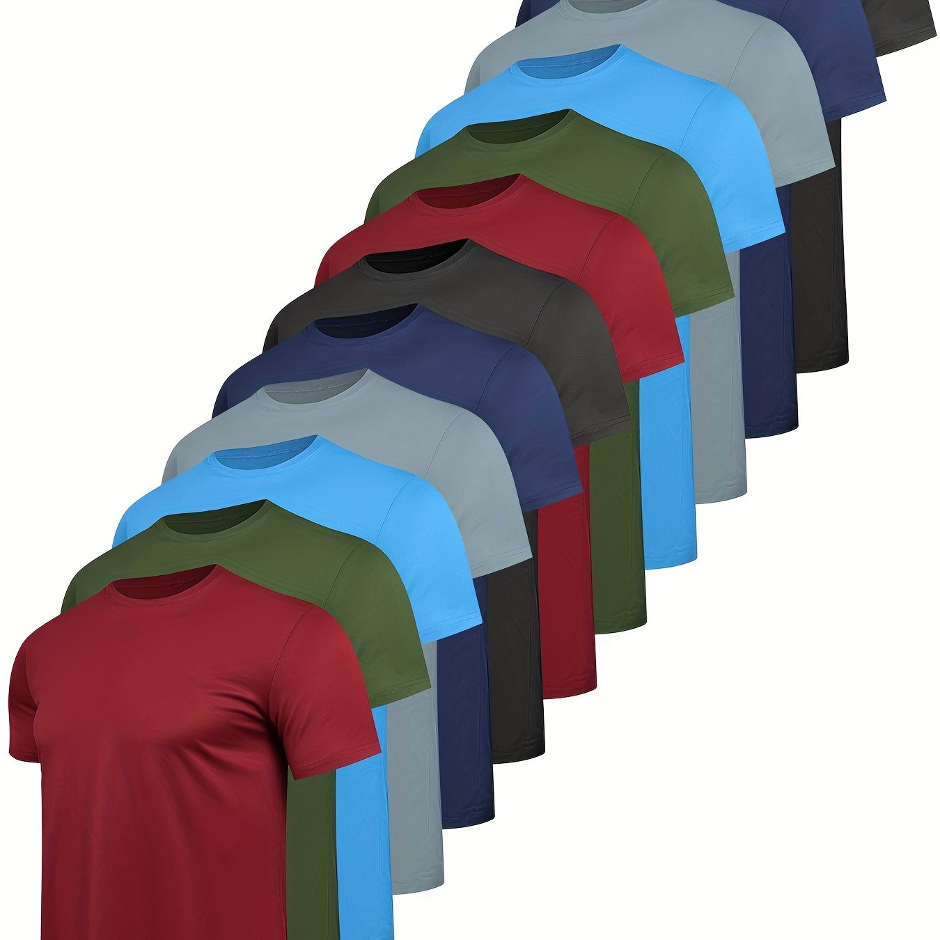 12 Pack Workout Shirts For Men Short Sleeve Athletic Active Tops Quick Dry Crew Neck T Shirt For Running