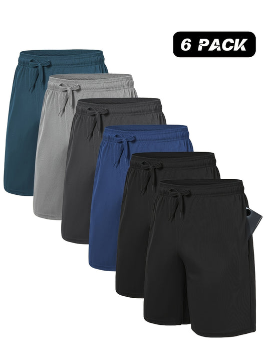 Men'S Shorts 6 Pack Summer Lightweight Quick Dry Athletic