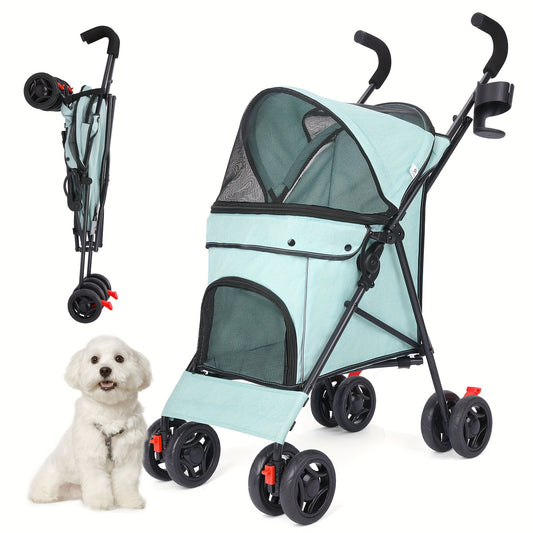 Medium Dog Stroller 50lb With Storage Basket And Leashes