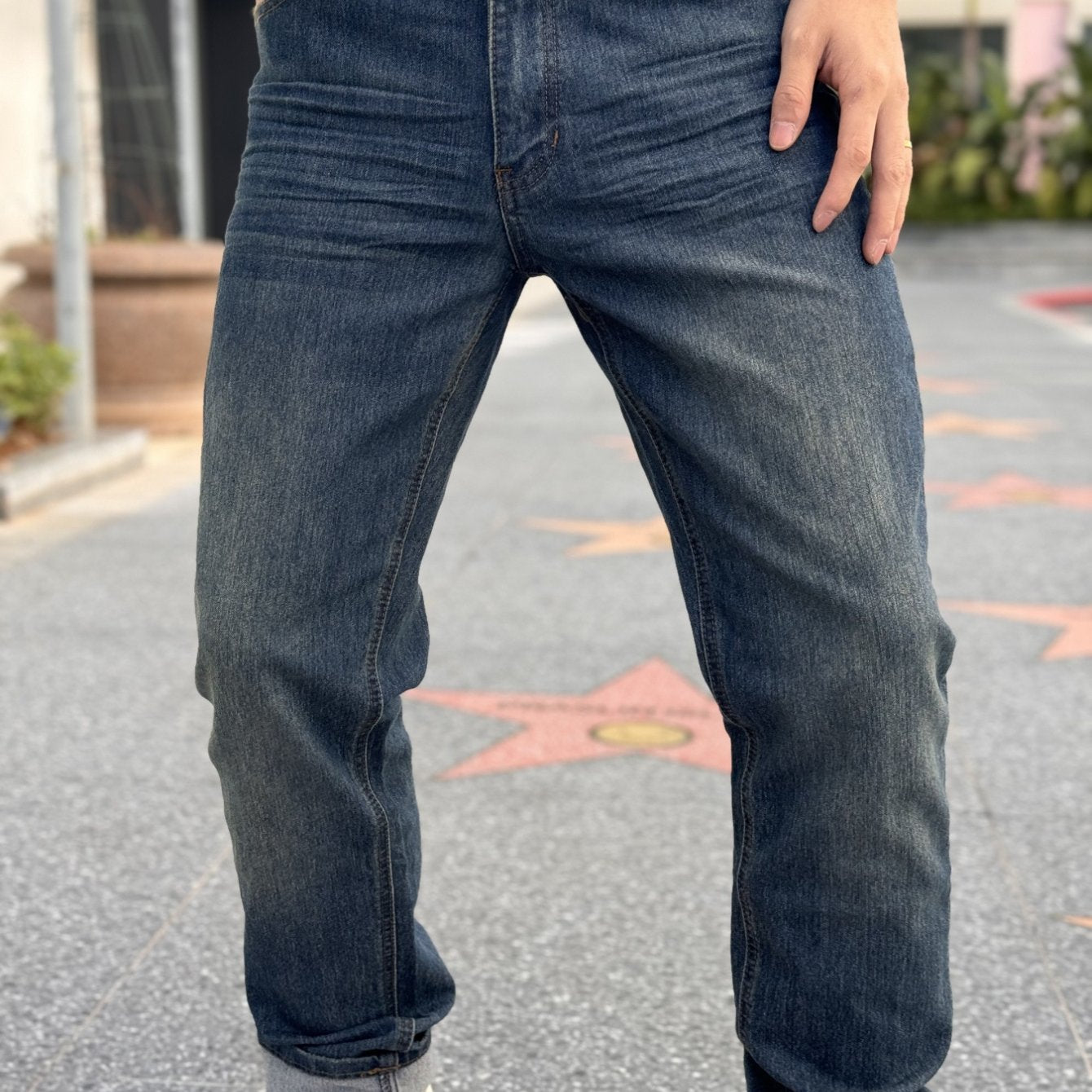 American Men'S Stretch Denim Pants, Fashion Casual Style, Fashion Wash, Suitable for All Occasions, Slim-Fit Stretch Pants, Side Yellow Line Bone Design, Can Roll Feet And Not Roll Feet, Suitable for All Seasons, So Young Men