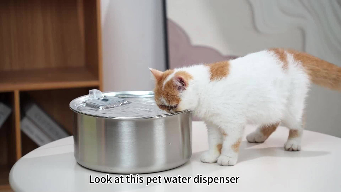 JPET 236Oz/7L/1.8Gal Stainless Steel Dog Water Fountain, Automatic Pet Fountain Dog Water Dispenser with Replacement Filters for Cats, Dogs, Multiple Pets, USB Powered Cat Water Dispenser with Water Level Window, Without Batt