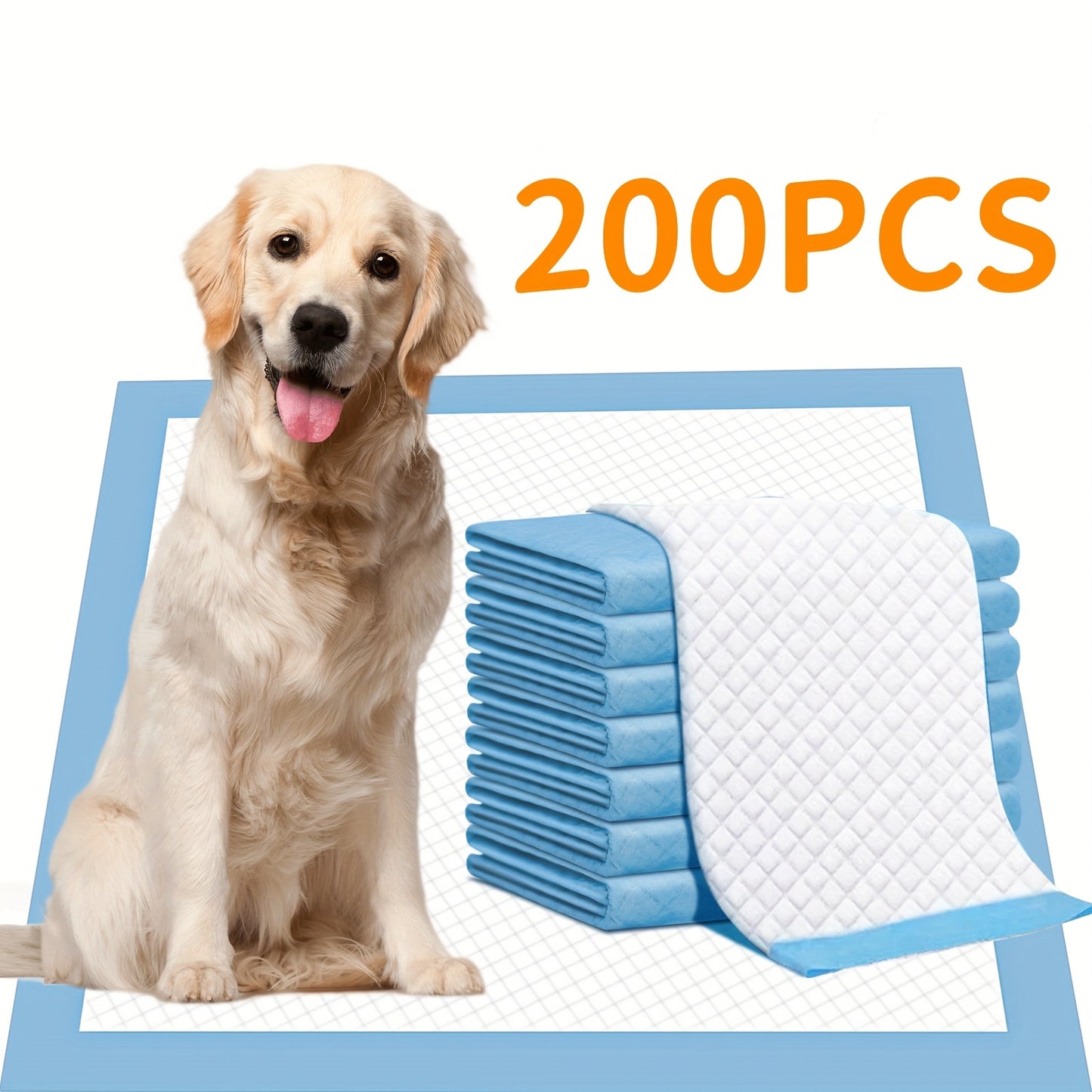 Dog and Puppy Pee Pads with Leak-Proof Quick-Dry Design for Potty Training, Standard Absorbency, Regular Size, 22 x 22 Inches, 23.62x 23.62 Inches, Pack of 100, Blue & White