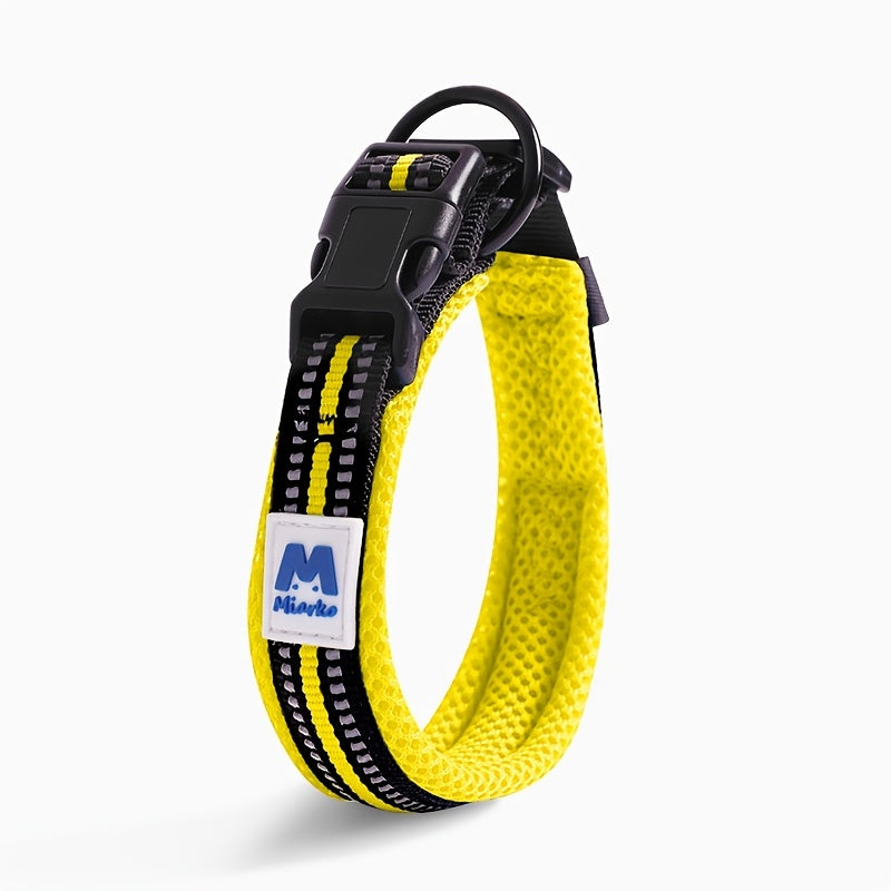 [Reflective Dog Collar] Reflective Adjustable Dog Collar | Breathable Nylon Strap with Strong Pin Buckle & Metal D-Ring for Small, Medium, and Large Dogs - Turquoise & Black Design