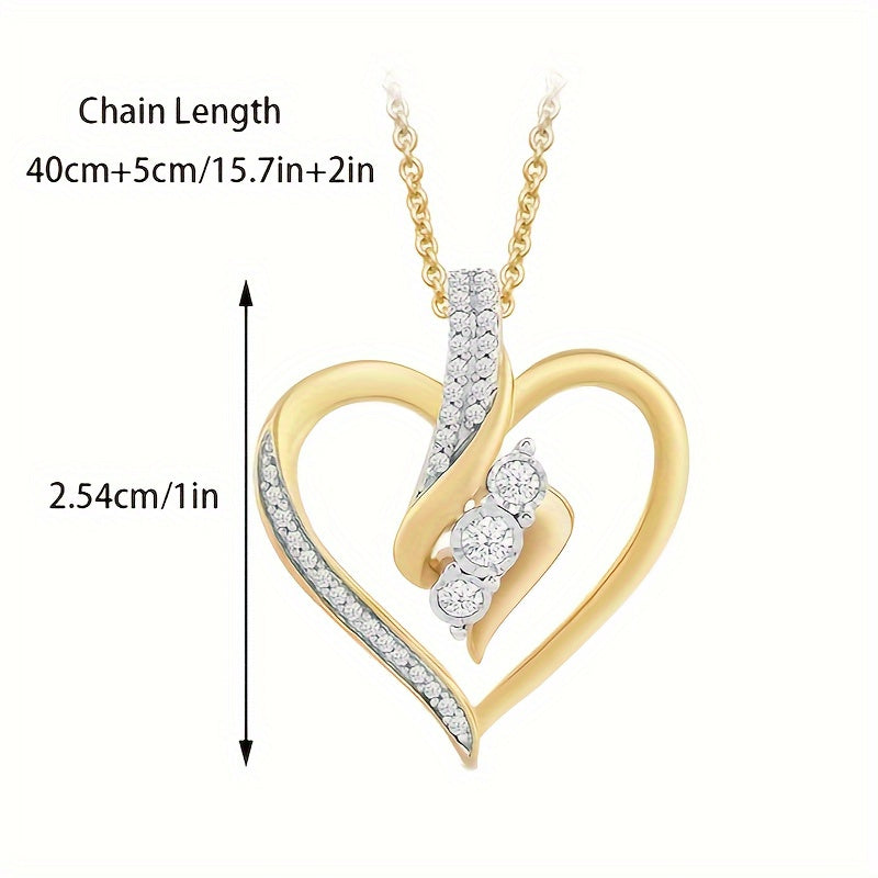 1pc Classy Luxury 925 Sterling Silvery Moissanite Heart Pendant Necklace Plated with 18K Golden, Suitable for Wedding Banquet Jewelry Decoration, Gift for Wife and Girlfriend, Includes Exquisite Velvet Gift Box