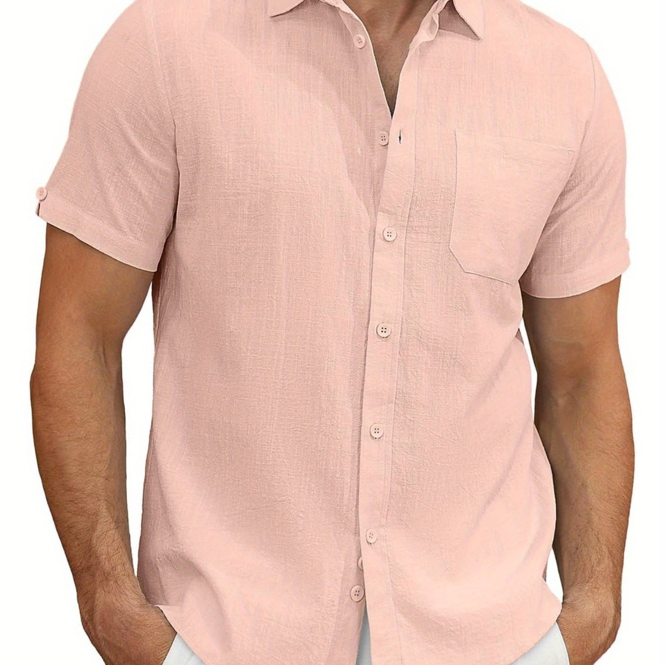 Men's Lightweight Casual Button Short Sleeve Cotton Shirt