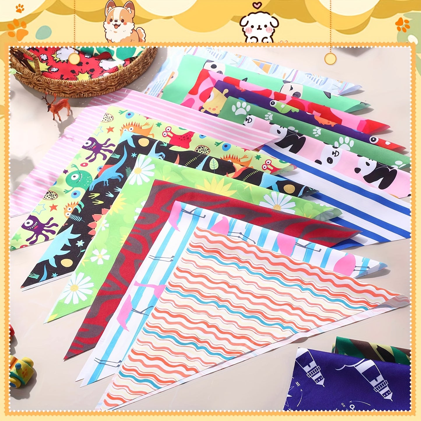 100pcs Spring Dog Bandanas Washable Triangle Scarves For Dogs