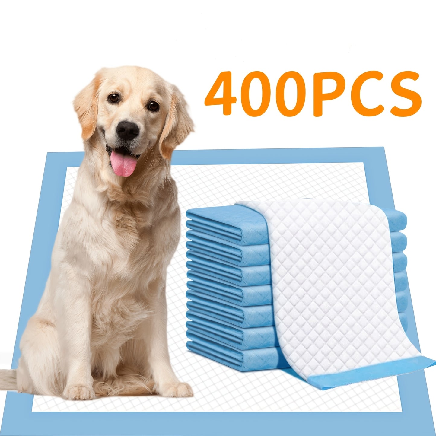 Dog and Puppy Pee Pads with Leak-Proof Quick-Dry Design for Potty Training, Standard Absorbency, Regular Size, 22 x 22 Inches, 23.62x 23.62 Inches, Pack of 100, Blue & White