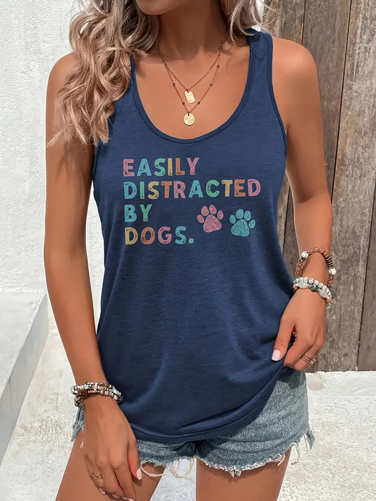 Women's Sleeveless Casual Vest, Easily Distracted By Dogs