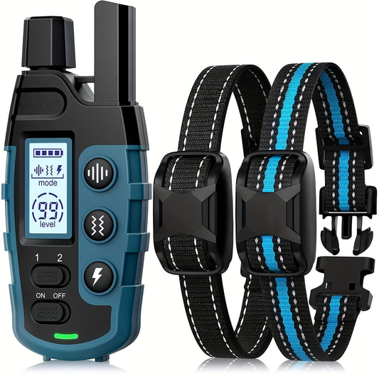 Adjustable Nylon Dog Training Collar with Remote, Electronic Rechargeable Pet Collar for Small to Large Dogs 5lbs to 120lbs, 24 Inch Strap, Waterproof and Shock-Proof