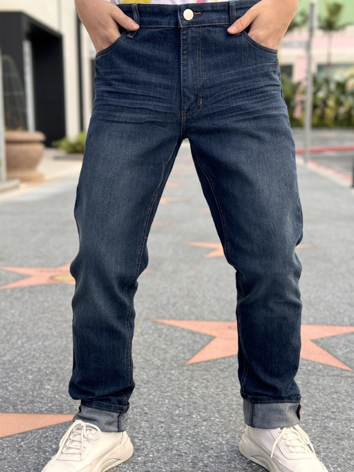 American Men'S Stretch Denim Pants, Fashion Casual Style, Fashion Wash, Suitable for All Occasions, Slim-Fit Stretch Pants, Side Yellow Line Bone Design, Can Roll Feet And Not Roll Feet, Suitable for All Seasons, So Young Men