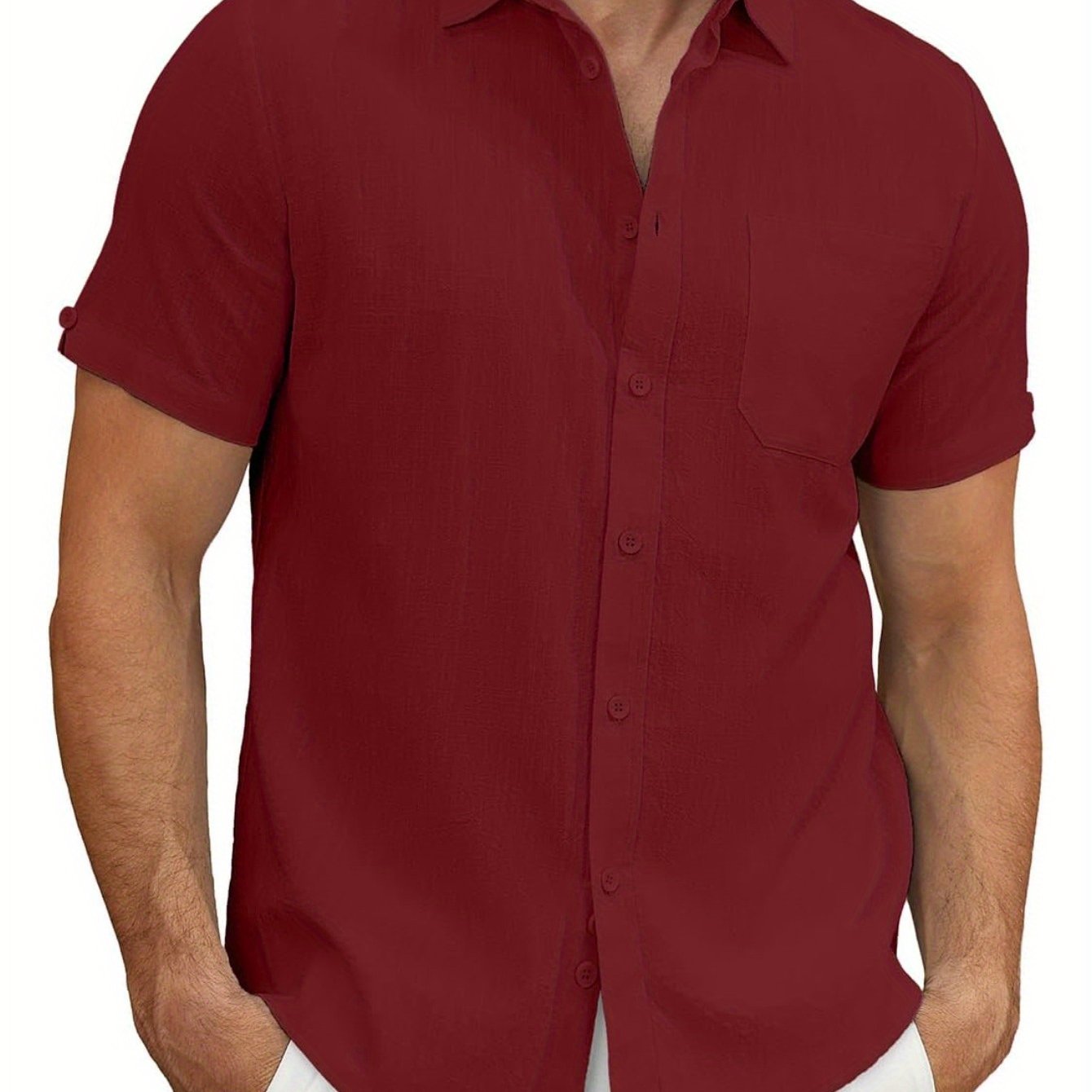 Men's Lightweight Casual Button Short Sleeve Cotton Shirt