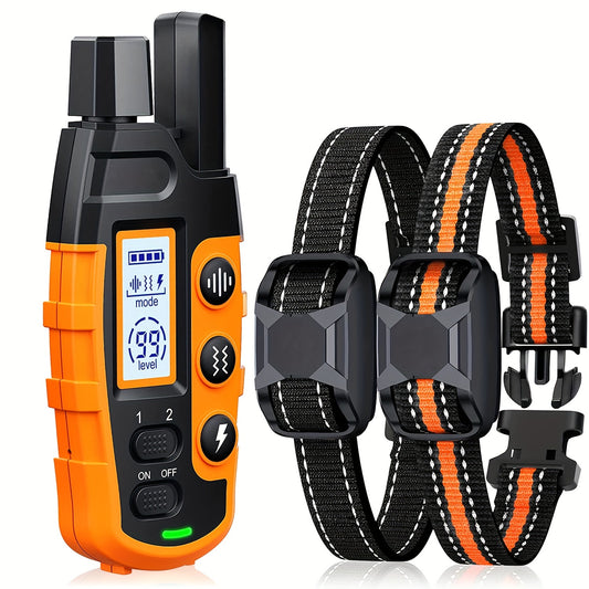 1/2 Collars, 3300ft Range Dog Training Collars With Remote, Adjustable Nylon Strap, With Beep 1-8, Vibration 1-16, Safe Shock 1-99, Rechargeable Waterproof, For Small To Large Dogs 5-150lbs
