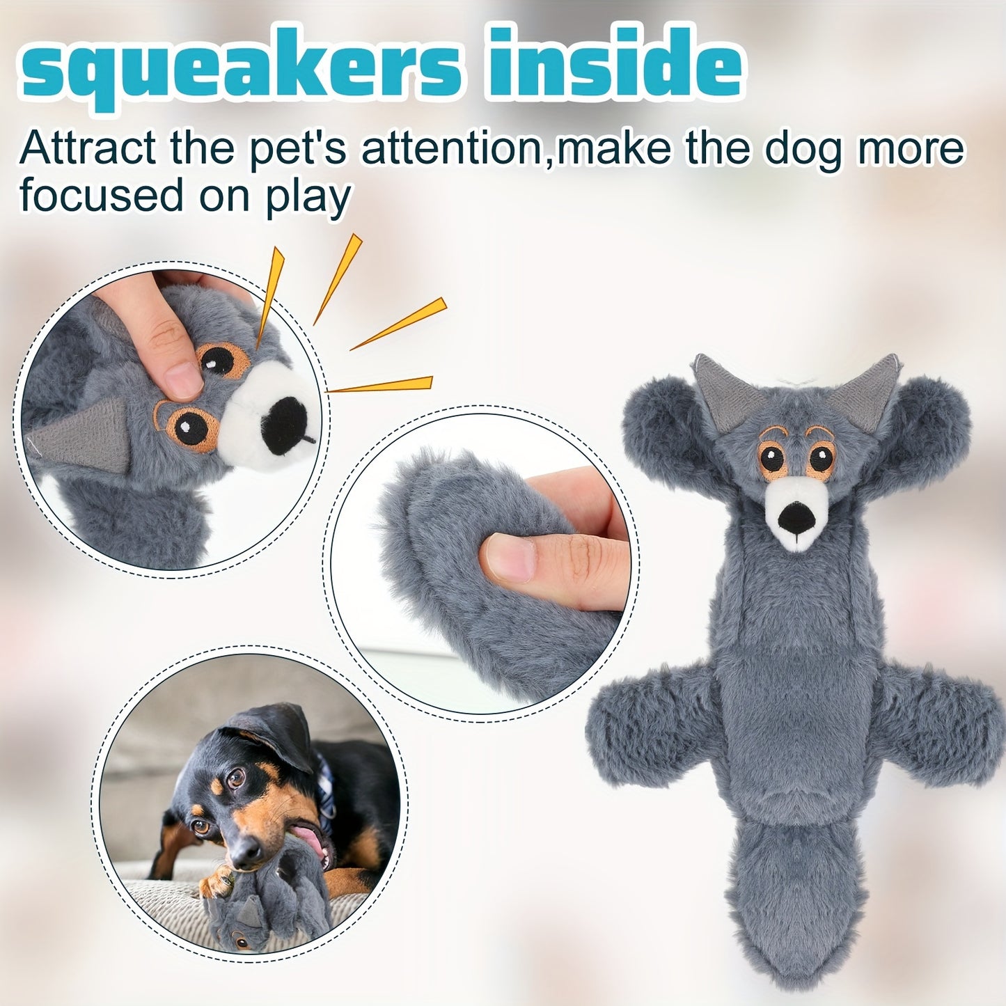 10pcs Squeaky Dog Toys, No Stuffing Plush Chew Toys