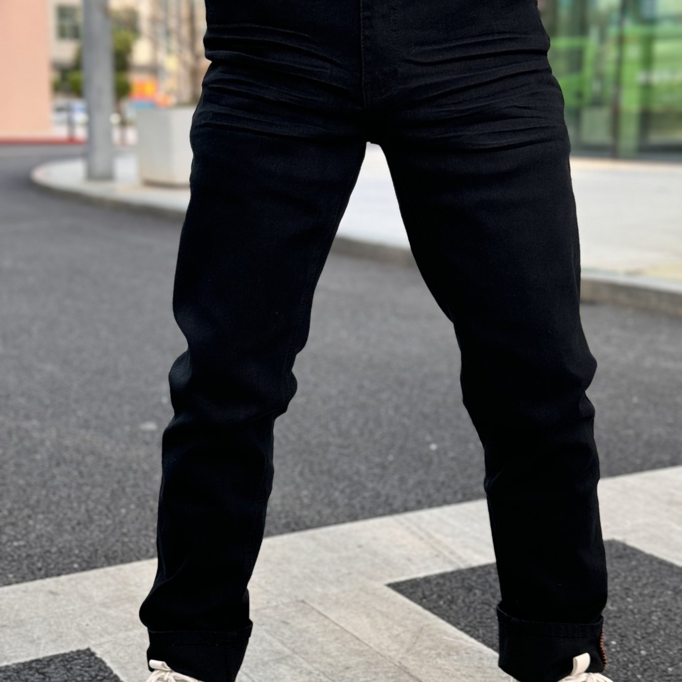 American Men'S Stretch Denim Pants, Fashion Casual Style, Fashion Wash, Suitable for All Occasions, Slim-Fit Stretch Pants, Side Yellow Line Bone Design, Can Roll Feet And Not Roll Feet, Suitable for All Seasons, So Young Men