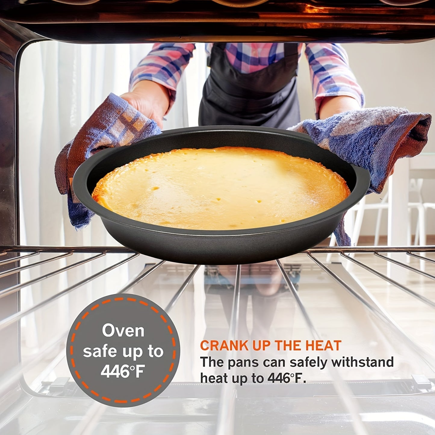 8 Piece Bakeware Pan Set, Nonstick Cookie Sheet, 2 Round Cake Pans, Square Pan, Bread Pan, Baking Pan, Pizza Pan, Cookie Sheet, 12 Cup Muffin Pan for Oven, Kitchen Cookware Sets Baking Supplies, Black