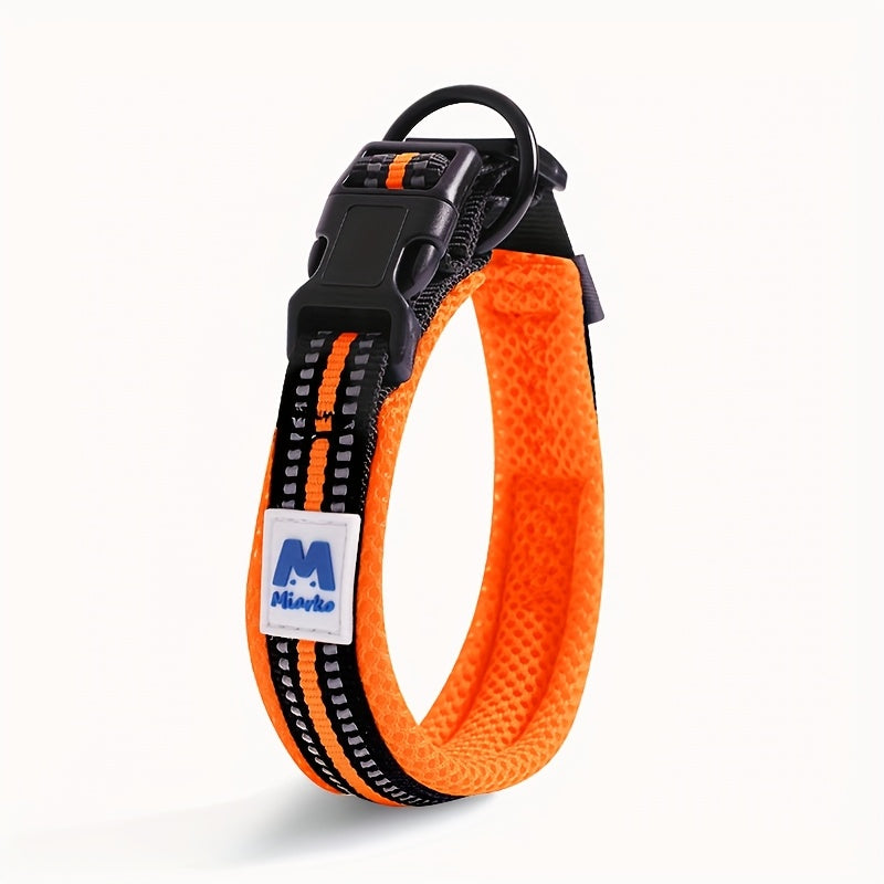 [Reflective Dog Collar] Reflective Adjustable Dog Collar | Breathable Nylon Strap with Strong Pin Buckle & Metal D-Ring for Small, Medium, and Large Dogs - Turquoise & Black Design