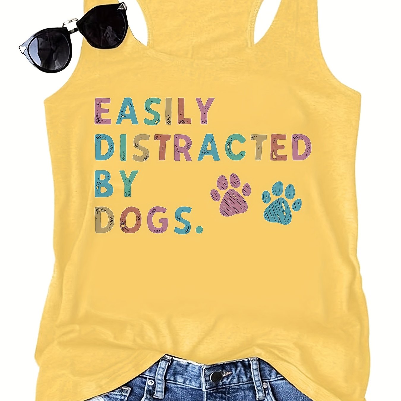 Women's Sleeveless Casual Vest, Easily Distracted By Dogs