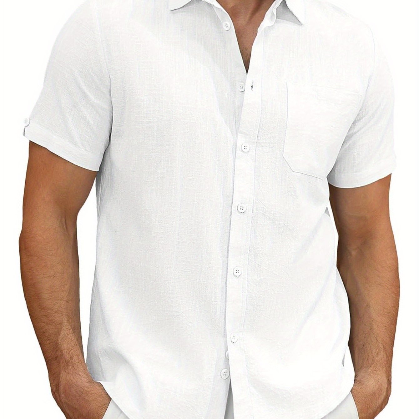 Men's Lightweight Casual Button Short Sleeve Cotton Shirt